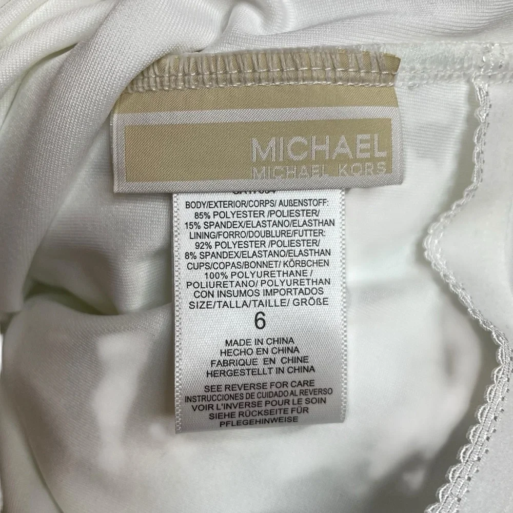 MICHAEL Michael Kors One Shoulder Underwire One Piece Swimsuit White Size 6 New